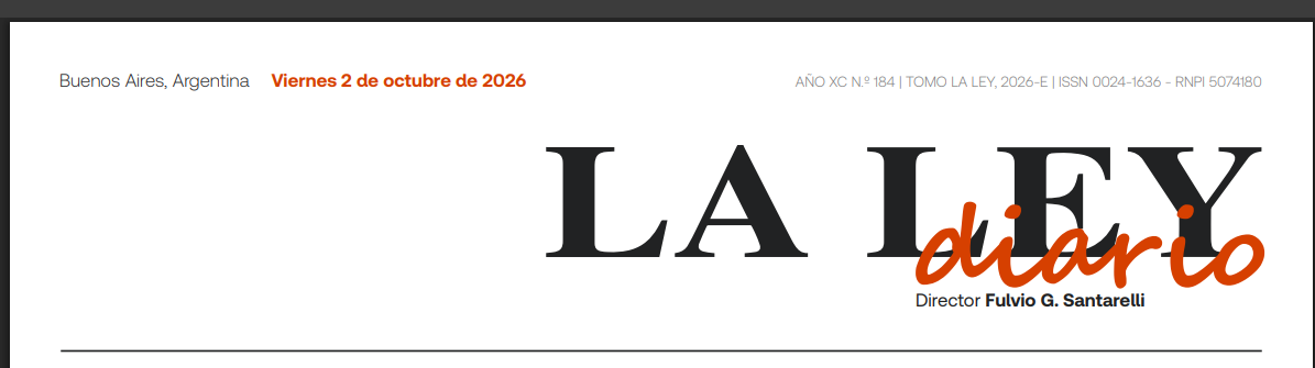 Anunciamos la publicación de nuestro Académico Titular Dr Marcelo Urbano Salerno en el Diario La Ley del mes de Octubre